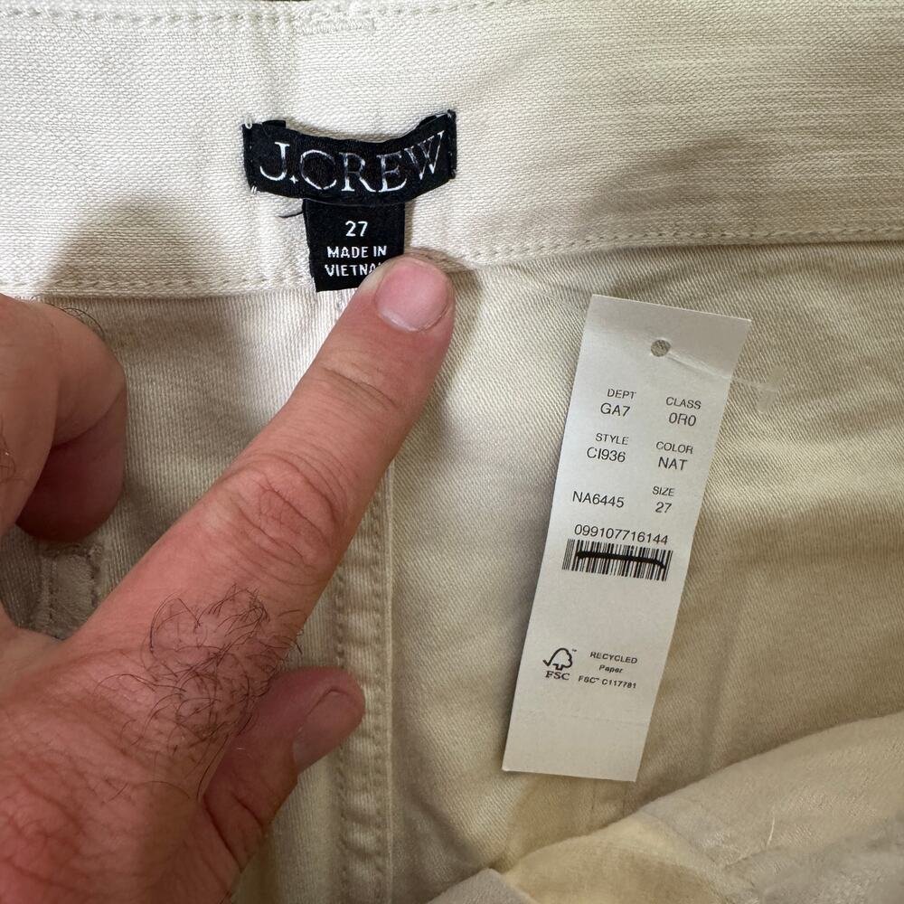 J.Crew Camp Pocket Wide Leg Pants Sz 27 Natural High-Rise Stretch Zip Fly Flared - Picture 6 of 10